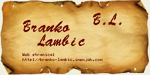 Branko Lambić vizit kartica